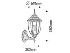 Rabalux Rabalux venkovní nástěnné svítidlo Nizza E27 1x MAX 60W antická zlatá 8452