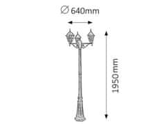 Rabalux  Venkovní stojací lampa Monaco max. 3x60W | E27 | IP43 - antická zlatá