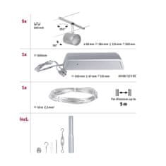 Paulmann PAULMANN Lankový systém Cup základní sada GU5,3 max. 5x10W 230/12V matný chrom/chrom 94465