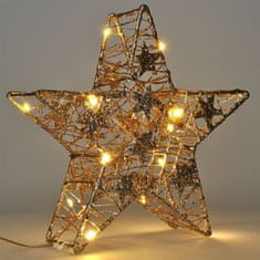 Solight Solight vánoční hvězda glitter, zlatá, kovová, 14x LED, 2x AA 1V240