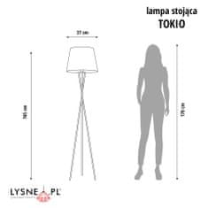 LYSNE.PL Stojací lampa do obývacího pokoje, kuželové stínidlo, stativ do ložnice, osvětlení, TOKIO, stříbrná, světle růžová