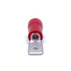 Izolované Cu lisovací kolíky ploché červené 6,3×0,8mm / 1,5mm2 100 ks
