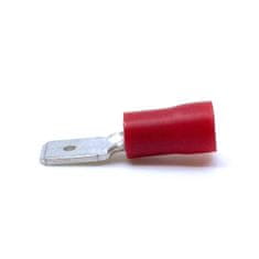Izolované Cu lisovací kolíky ploché červené 6,3×0,8mm / 1,5mm2 100 ks