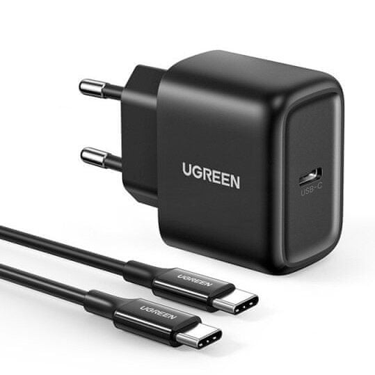 Ugreen Travel síťová nabíječka USB-C 25W PD + kabel USB-C 2m, černá