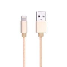 W-Star kabel Usb na Lightning, 1m, 3A zlatá, nylonový oplet, KBLTNNYRG1m