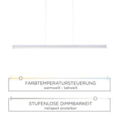 PAUL NEUHAUS PAUL NEUHAUS LED závěsné svítidlo, barva ocel, stmívač, lineární design, CCT, nastavitelná výška 2700-5000K