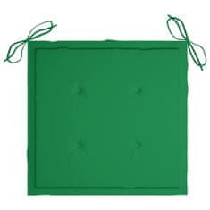 Greatstore Jídelní židle 8 ks zelené podušky masivní teak