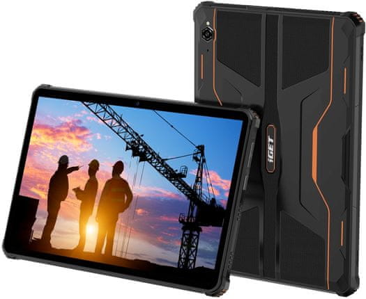 Tablet iGet RT1, LTE 10,1palců IPS displej GPS 16Mpx přední 16Mpx zadní kamera voděodolnosti a prachuvzdornost krytí IP68 IP69K MIL-STD-810G OS Android 11 velkokapacitní baterii rychlonabíjení LTE voděodolnost prachuvzdornost odolný tablet výkonný a odolný tablet pogumované tělo