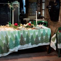 Dům Vánoc Lněný Vánoční ubrus Pohádkové stromky 170x270 cm