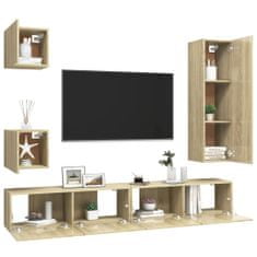 Greatstore 5dílný set TV skříněk dub sonoma dřevotříska