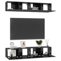 Greatstore TV skříňky 4 ks černé s vysokým leskem 80x30x30 cm dřevotříska