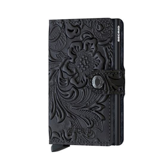 Secrid Černá kožená peněženka SECRID Miniwallet Ornament Black