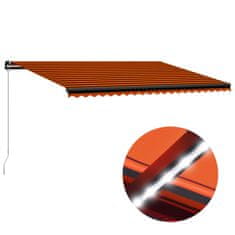 Greatstore Ručně zatahovací markýza s LED světlem 500x300 cm oranžovohnědá