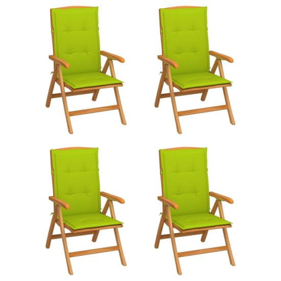 Greatstore Polohovací zahradní židle s poduškami 4 ks masivní teak