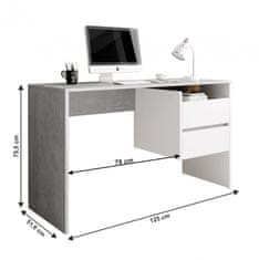 ATAN PC stůl TULIO - beton/bílý mat
