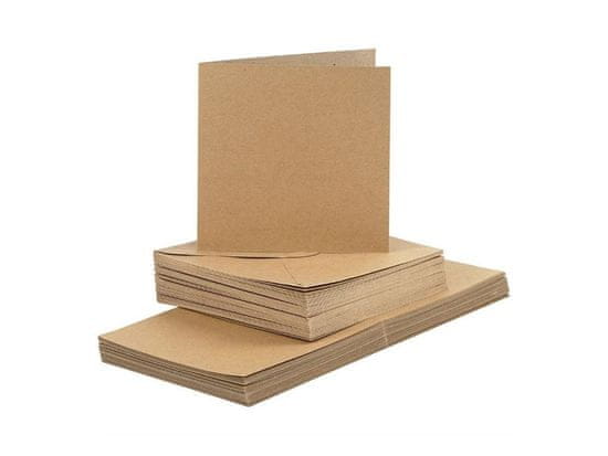 DoCrafts Sada obálky a karty KRAFT, 50+50 Ks 13,5 x 13,5 cm