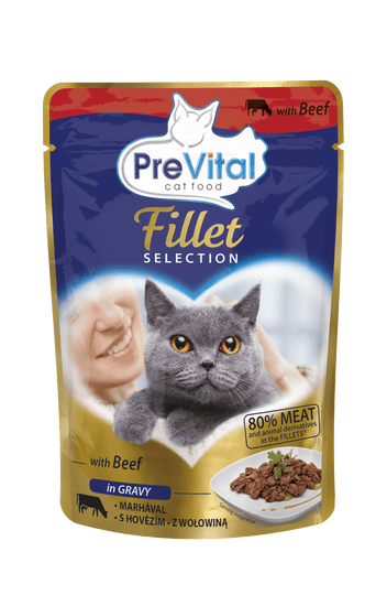 PreVital dušené filetky hovězí v omáčce 28 x 85 g