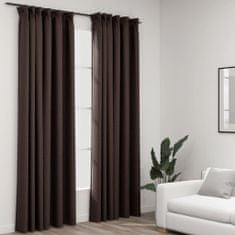 Greatstore Zatemňovací závěsy s háčky vzhled lnu 2 ks taupe 140 x 225 cm