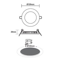 ACA Lightning  LED Slim panel PLATO 6W/230V/3000K/400Lm/120°/IP20, kruhový bílý