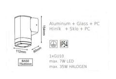 ACA Lightning  Zahradní nástěnné svítidlo ELPIS max. 35W/GU10/230V/IP54, tmavě šedé