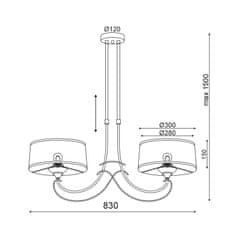 ACA  Závěsné svítidlo POIROT max. 2x60W/E27/230V/IP20