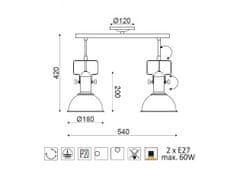 ACA  Retro stropní svítidlo RIVIERA max. 2x60W/E27/230V/IP20, černé