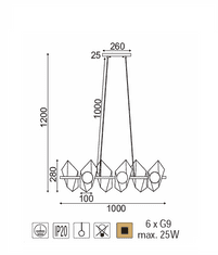 ACA  Závěsné svítidlo POLYGON max. 6x25W/G9/230V/IP20