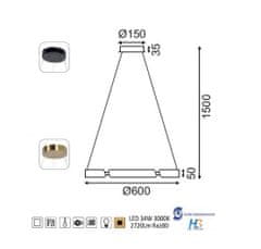 ACA  LED závěsné svítidlo THEMIDA 34W/230V/3000K/2720Lm/360°/IP20, Flicker free