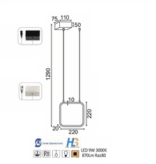 ACA  LED závěsné svítidlo SYMETRIA 9W/230V/3000K/870Lm/360°/IP20, bílá barva