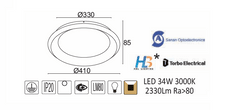 ACA  LED stropní svítidlo DIANA 34W/230V/3000K/2330Lm/270°/IP20, Flicker free, černé