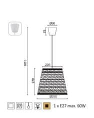 ACA  Závěsné svítidlo PETRA max. 60W/E27/230V/IP20, průměr 31cm