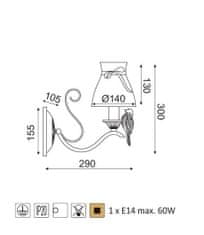 ACA  Nástěnné svítidlo EKAVI max. 60W/E14/230V/IP20