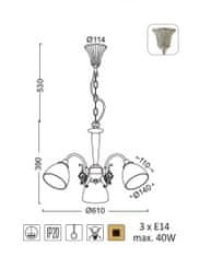 ACA  Závěsné svítidlo PERONE max. 3x40W/E14/230V/IP20