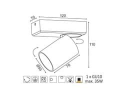 ACA  Nástěnné bodové svítidlo ELITIS max. 35W/GU10/230V/IP20, bílá barva