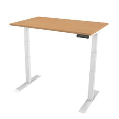 Elektrický výškově nastavitelný stůl PROJUSTER 180x80cm, bílá podnož, buk deska