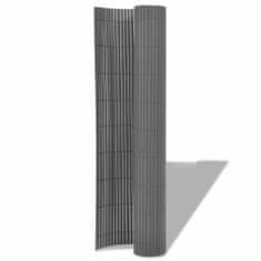 Greatstore Oboustranný zahradní plot PVC 150 x 500 cm šedý