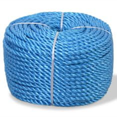 shumee vidaXL kroucené polypropylenové lano 12 mm 250 m modré
