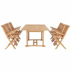 Vidaxl 7dílný zahradní jídelní set 150–200 x 100 x 75 cm teakové dřevo