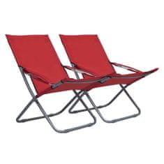 Greatstore Skládací plážové židle 2 ks textil červené