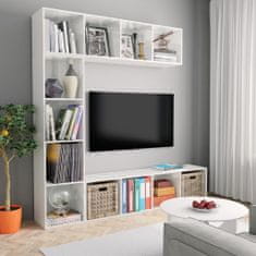 shumee 3dílná TV skříňka a knihovna vysoký lesk bílá 180 x 30 x 180 cm
