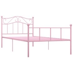 Greatstore Rám postele růžový kov 100 x 200 cm