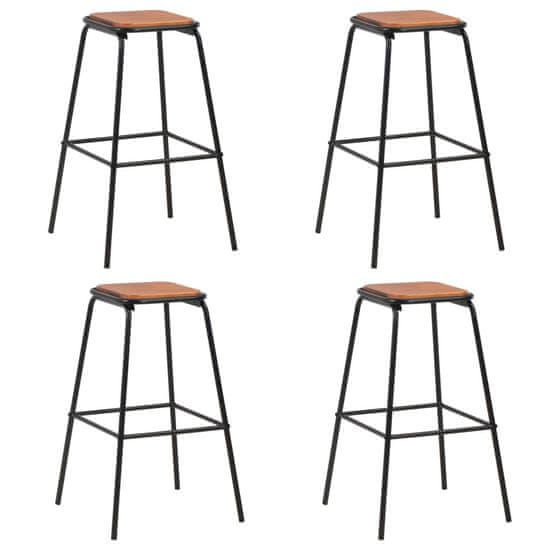Vidaxl Barové stoličky 4 ks černé masivní borové dřevo a ocel