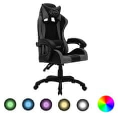 Greatstore Herní židle s RGB LED podsvícením šedočerná umělá kůže