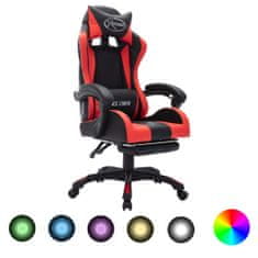 Greatstore Herní židle s RGB LED podsvícením červeno-černá faux kůže