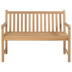 Greatstore Zahradní lavice s modrou poduškou 120 cm masivní teak