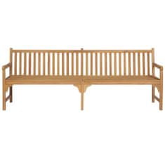 Greatstore Zahradní lavice s šedou károvanou poduškou 240 cm masivní teak