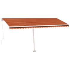 Greatstore Volně stojící ručně zatahovací markýza 500x350 cm oranžovohnědá