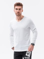 OMBRE Ombre Pánská tričko s dlouhým rukávem bez potisku L136 - bílá - XXL
