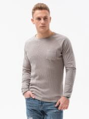 OMBRE Ombre Pánská tričko s dlouhým rukávem bez potisku L137 - šedá - XXL