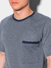 OMBRE Ombre Pánské tričko bez potisku S1460 - námořnická modrá - XL